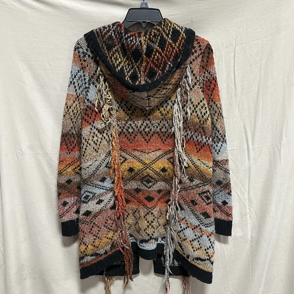 Idyllwind Multicolor Fringe Knit Cardigan - Black Trim